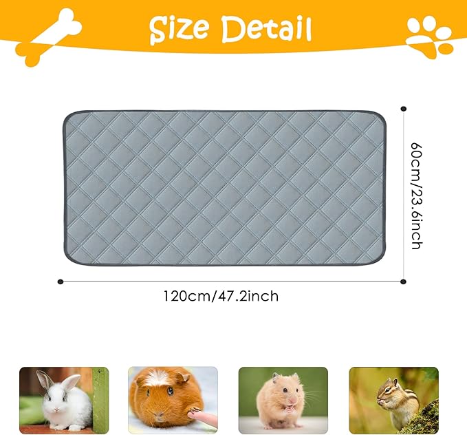 4 Pack Guinea Pig Cage Liners Washable Guinea Pig Bedding Super Absorbent | Waterproof | Non Slip| Reusable Guinea Pig Pee Pads for Small Animals Rabbit Hamster Rat - for Midwest 48" x 24"-PawvioPets