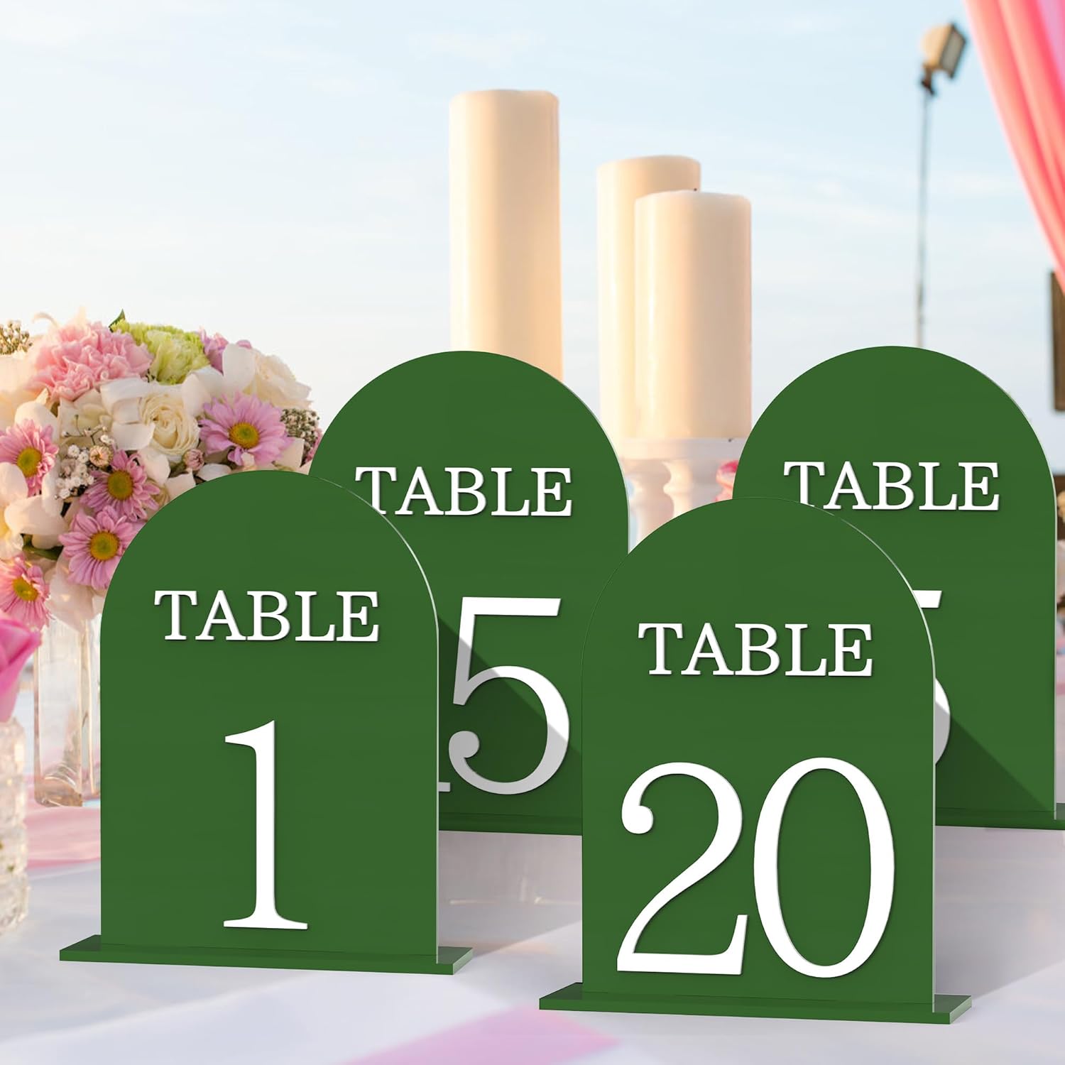 Arch Wedding Table Numbers 1-15 with Stands, 5" X 7" Double Sided Acrylic Wedding Sign Holders, Durable Non-Fading Table Number for Wedding Reception, Events, and Centerpieces