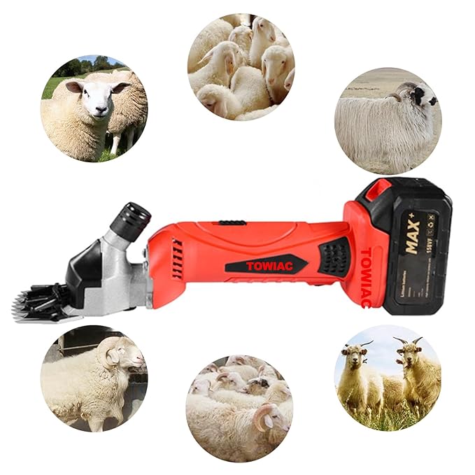 Cordless Electric Shears,Professional Sheep Shearing Clippers with 2 PCS Rechargeable Lithium Battery, 6 Speeds Heavy-Duty Farm Livestock Haircut Trimmer-PawvioPets