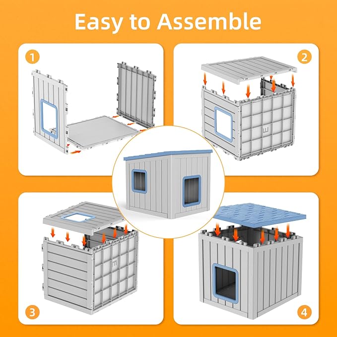 Dog House Small Dog Houses Outdoor with Sloped Roof Waterproof Ventilated Design Easy to Clean Elevated Floor Easy Assembly for Middle Sized Dogs-PawvioPets