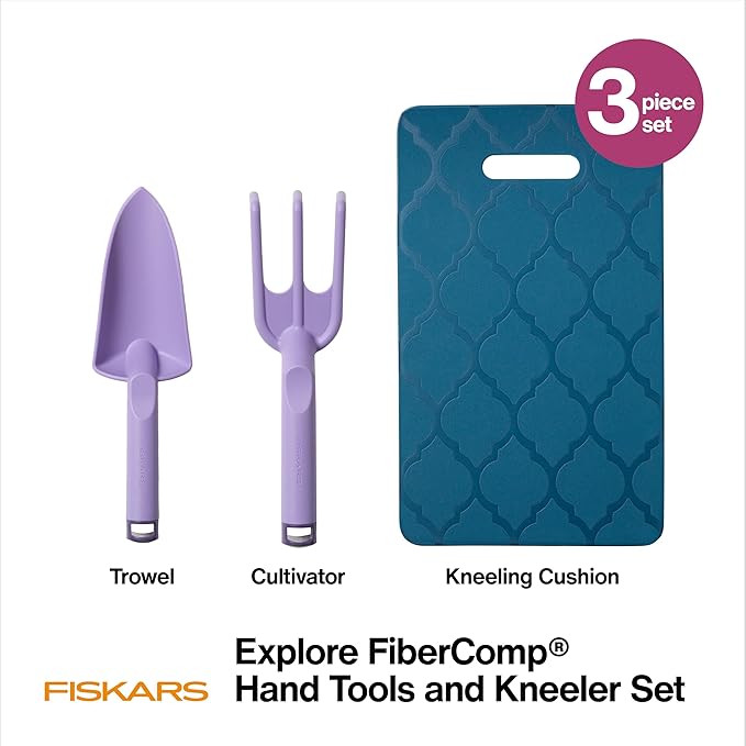 Fiskars Knee Pad, Trowel, and Cultivator Set, Explore Collection-PawvioPets
