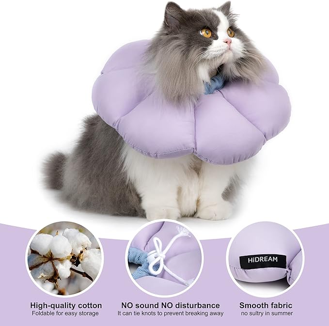 Cat Cone Collar,Cute Waterproof Cat Recovery Collar,Anti-Bite Lick Wound Healing Safety Elizabethan e Collar for Cats,Purple Flower All-Season Style…-PawvioPets