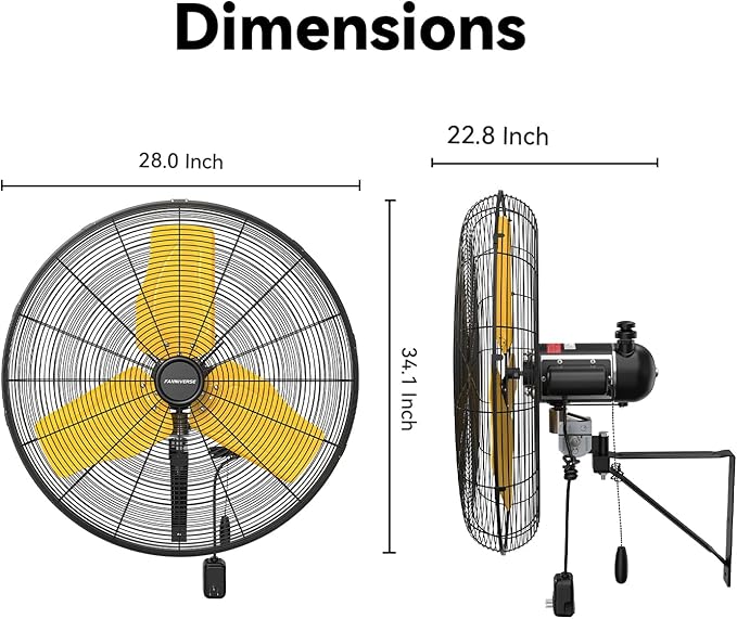 24 Inch 9500 CFM Waterproof Wall Fan Pro Series - Outdoor High Velocity Wall Mount Fan with Enclosed Motor for Residential, Warehouse, Patio, Shop, Garage, Barn UL Safety Listed-PawvioPets