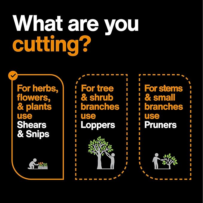 Fiskars Curved Micro-Tip Pruning Snips - 6" Garden Shears with Sheath and SoftGrip Handle - Yard and Garden Tools - Orange/Black-PawvioPets