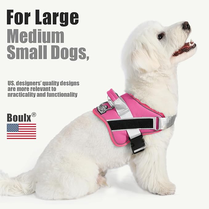 Bolux Dog Harness, No-Pull Reflective Dog Vest, Breathable Adjustable Pet Harness with Handle for Outdoor Walking - No More Pulling, Tugging or Choking (Fuchsia, X-Small (Pack of 1))-PawvioPets