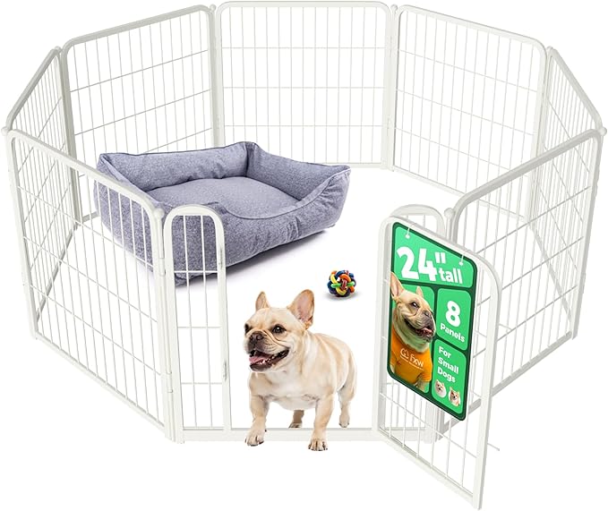FXW Homeplus Unleashed Indoor Dog Playpen - Stress-Free and Safe Play, Heavy Duty 24 Inch 8 Wire Panels Dog Pen for Puppy and Small Dogs, White│Patented-PawvioPets