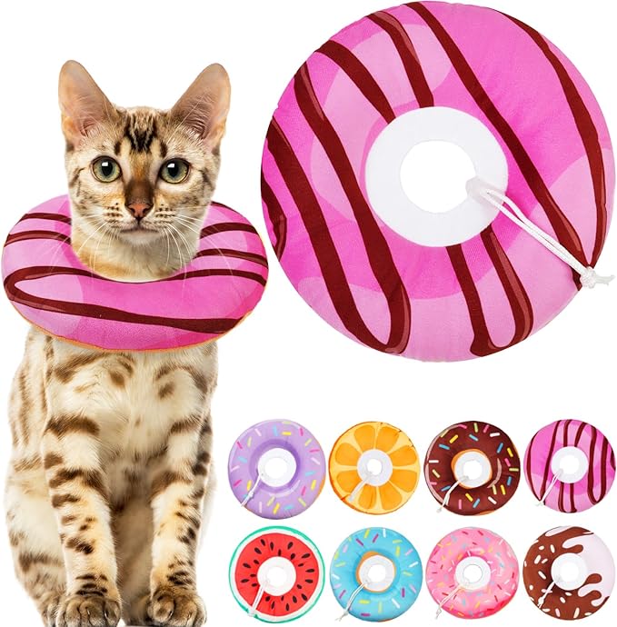 Cat Cone Collar Soft, Cat Recovery Collar for Wound Healing Cute Cat Adjustable Cat Cones to Stop Licking Comfortable Lightweight Neck Elizabethan Collars for Cats Purple-PawvioPets