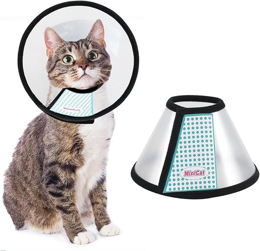 Cat Cone, Adjustable Recovery Pet Cone Elizabethan Collar for Cats Rabbit, 8.1 Inches Cat Cone Collar Soft, Protective Cat Cones to Stop Licking, Lightweight Practical Kitten Cone-PawvioPets