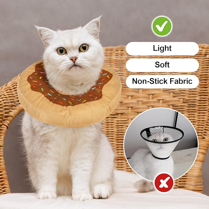 BEAUTYZOO Cat Cone Collars Soft, Cat Recovery E Collars After Surgery to Stop Licking, Adjustable Elizabeth Circle Collar Cute Pet Donut Pillow for Cats Kitten Small Dogs-PawvioPets