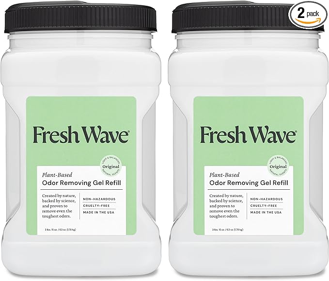 Fresh Wave Odor Removing Gel Refill, 63 oz., Pack of 2 - Safer Odor Absorbers for Home, Natural Plant-Based Odor Eliminator, Every 15 oz. lasts 30-60 Days, For Cooking, Trash & Pets-PawvioPets