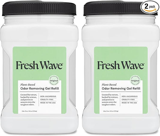 Fresh Wave Odor Removing Gel Refill, 63 oz., Pack of 2 - Safer Odor Absorbers for Home, Natural Plant-Based Odor Eliminator, Every 15 oz. lasts 30-60 Days, For Cooking, Trash & Pets-PawvioPets