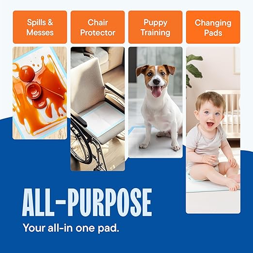 Disposable Changing Pads [100-Pack] Diaper Pad for Baby, Puppy & Dog - Pee & Wee Underpads - Chux Potty Training Liner - Changing Table Cover - 17"x13" Leak-Proof Liners for Incontinence & Travel Use-PawvioPets