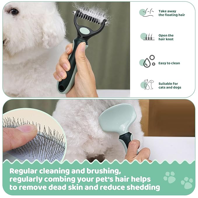 8-in-1 Pet Grooming Kit for Dogs & Cats - Includes Slicker Brush, Nail Clippers, Comb, Scissors, Toothbrush & Collapsible Bowl - Deshedding, Hair Trimming & Care Set, Travel Bag-PawvioPets