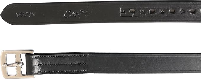 Exion Pre-Stretched Leather Stirrup Leathers for English Saddles | Premium Vegetable-Tanned Non-Stretch Stirrups for Jumping, Dressage & Schooling | 18-Hole Numbered Adjustment & SS Buckles-PawvioPets