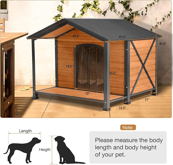 Extra Large Dog House Outdoor Weatherproof, Strong Metal Chew Proof Frame Dog Kennel for Small Medium Large Dogs-PawvioPets