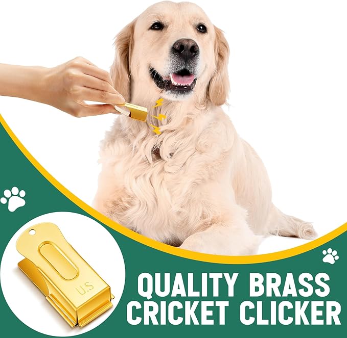 2 Pieces Brass Pet Training Clicker Signaling Cricket Clicker Metal Dog Clicker for Puppy Cats Trainer Pet Owners (Gold)-PawvioPets