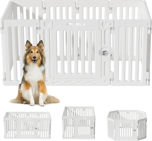 Dog Playpen with Door, DIY Shape Combination Puppy Pen,25.5" H 10-Panel Dog Fence,Non-Slip & Secure Pet Gate, Easy to Assemble-PawvioPets