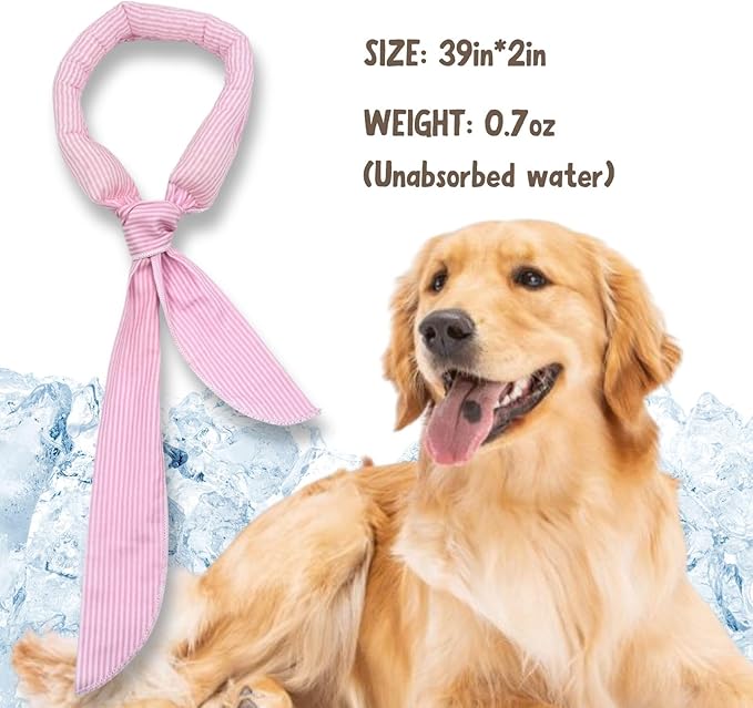 4pcs Cooling Scarf for Pets,Summer Cooling Scarves Keep Cats and Dogs Cool, Reused,Rrecycled,Suitable for Dogs (4pcs-Pink Stripe)-PawvioPets