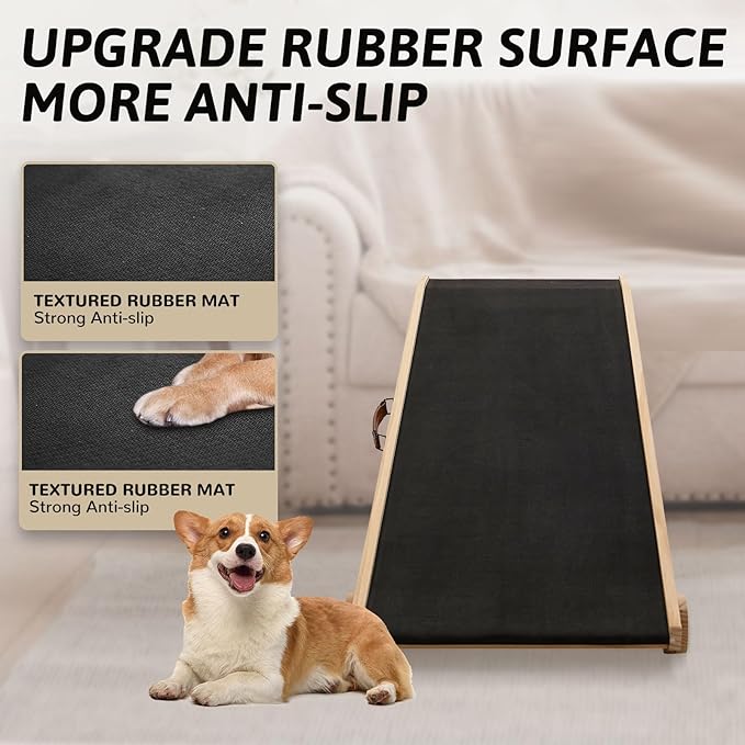 ABORON Dog Ramp,Adjustable Folding Pet Ramp for Bed,Couch,SUV - High Traction Portable Rubber Paw Ramps,Great for Small & Large Old Dogs & Cats, Supports up to 200 lbs-PawvioPets