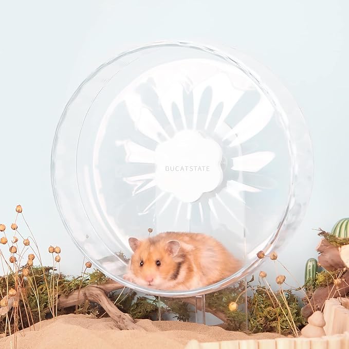 Bucatstate Hamster Exercise Wheel Super-Silent with Adjustable Base Dual-Bearing Cage Accessories Quiet Spinning Running Wheel for Dwarf Syrian Hamster Gerbils and Other Small Animals-PawvioPets