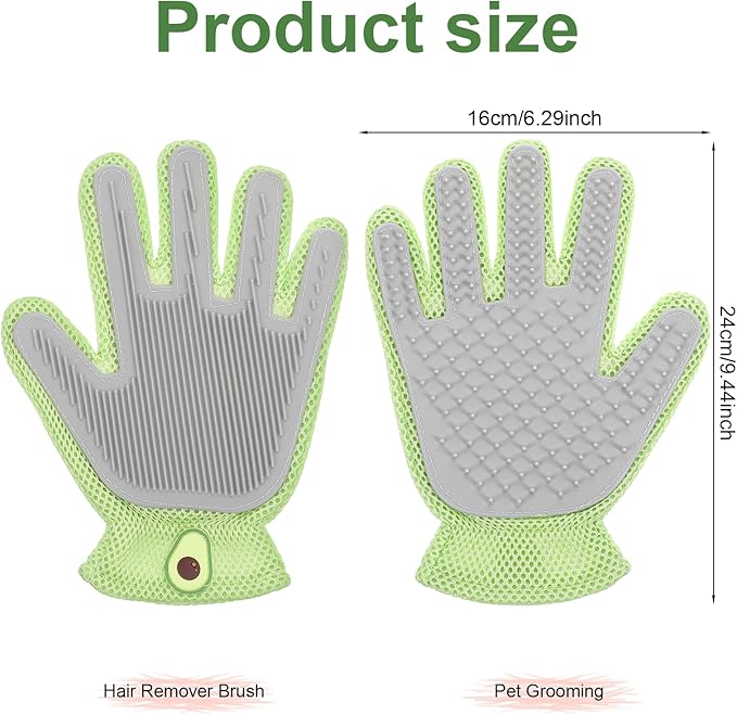 2 in 1 Pet Grooming Glove for Cats & Dogs, Efficient Deshedding Brush Pet Long Short Fur Removal Glove, Gentle Massaging Puppy Kitten Bathing Grooming Brush Tool, Easy Clean Floating Hair Mitt-PawvioPets