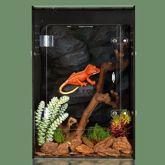 12x12x18 Reptile Enclosure – Acrylic Reptile Tank for Gecko, Snake, and Lizard – Compact PVC Terrarium for Small Pets-PawvioPets