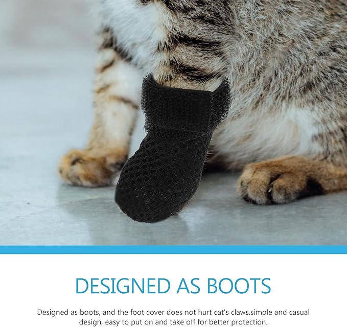Cat Claw Covers-4pcs Cat Nail Caps Cat Nail Covers Caps Shoes Cats Socks Cat Booties to Prevent Scratching Cat Paw Protector Pet Grooming Booties for Bathing Shaving Checking-PawvioPets