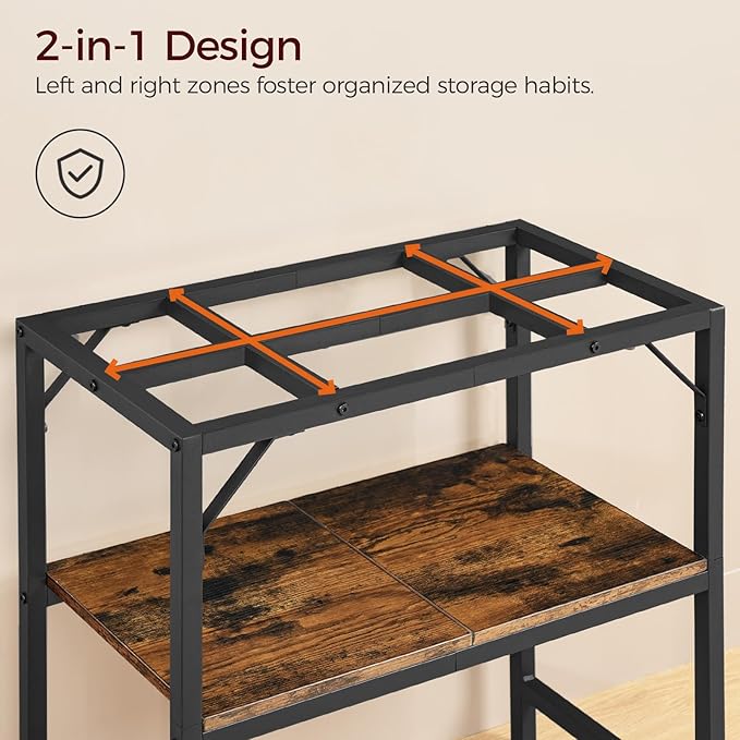 20 Gallon Fish Tank Stand, Aquarium Stand with 2-Tier Storage Shelves, Heavy Duty Breeder Turtle Terrarium Stand Rack for Home Office, 24.0" L x 11.8" W x 24.4" H, Rustic Brown FTHR2001-PawvioPets