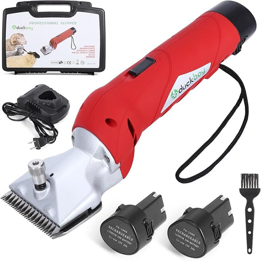 DUCKBOY Cordless Horse Clipper, Rechargeable Battery Powered Animals Shears Grooming Tools for Shaving Fur Wool Tool, Large Livestocks, Llamas, Cattle, Alpacas, Thick Coat Animals Trimmer-PawvioPets