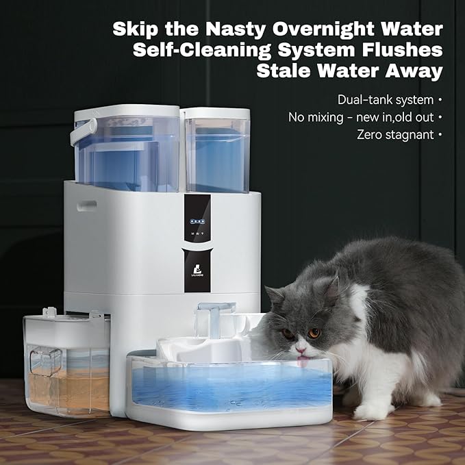 DailyFresh Cat Water Fountain 10L/338 oz Self Refilling, Pet Drinking Fountains for Dogs Indoor, Smart APP 5G WiFi Automatic Water Dispenser Oxygen-Rich, Wastewater Separation, BPA-Free-PawvioPets