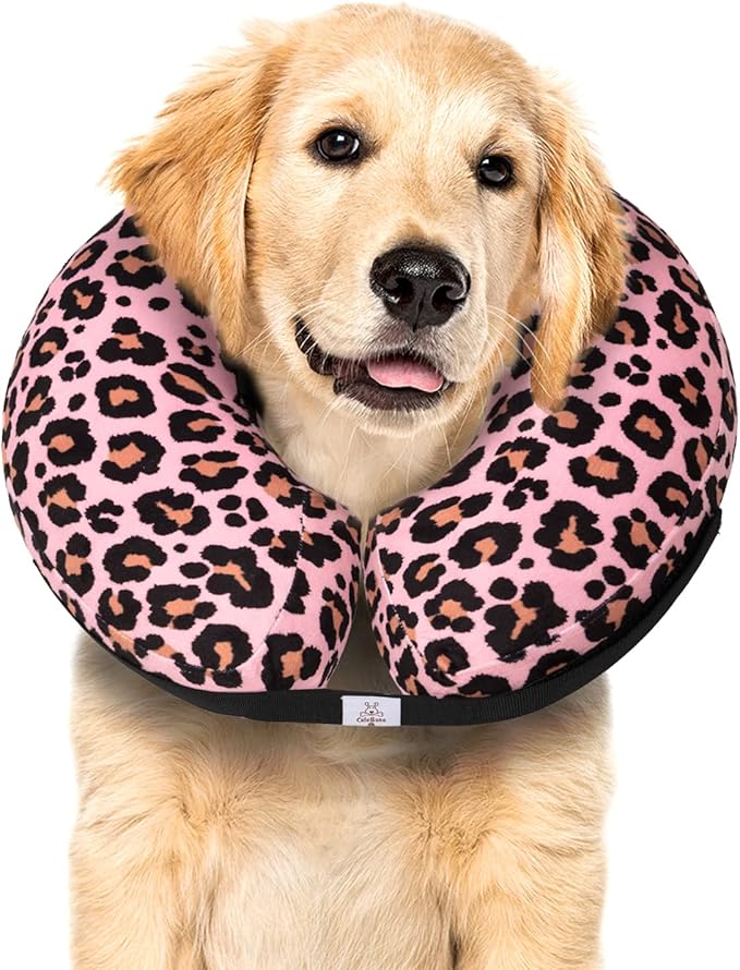 CuteBone Inflatable Dog Neck Donut with Removable Soft Fleece Covers for Small/Medium/Large Dogs and Cats After Surgery GWB10XL-PawvioPets