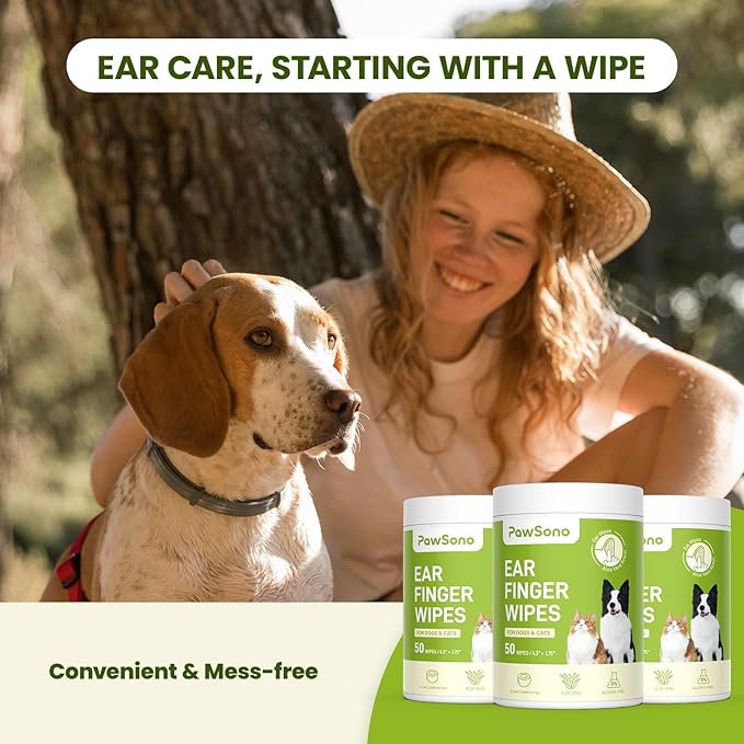 Dog Ear Finger Wipes for Dogs & Cats, 150 Count-PawvioPets