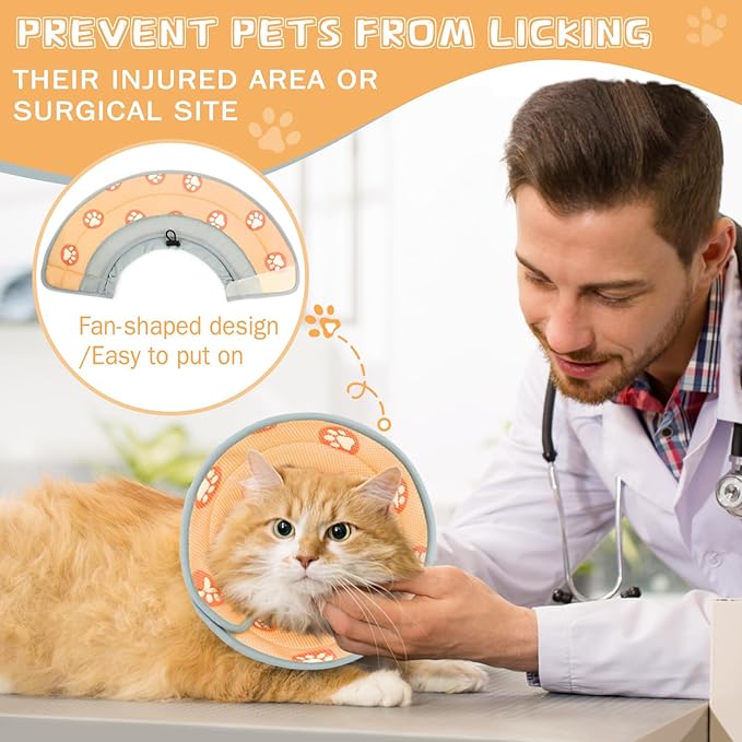 Cat Cone Collar Soft to Stop Licking After Surgery Cat Recovery Collar for Small Large Cats Adjustable Elizabethan Collar-PawvioPets
