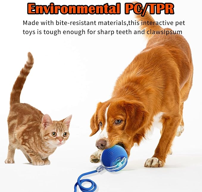 Cat Ball Toy,New Interactive Rolling Cats Dog Toy Balls 360° Smart Automatic Rolling Pet Ball, Fast Moving Toy for Dog,Interactive Toys for Cats (Blue)-PawvioPets