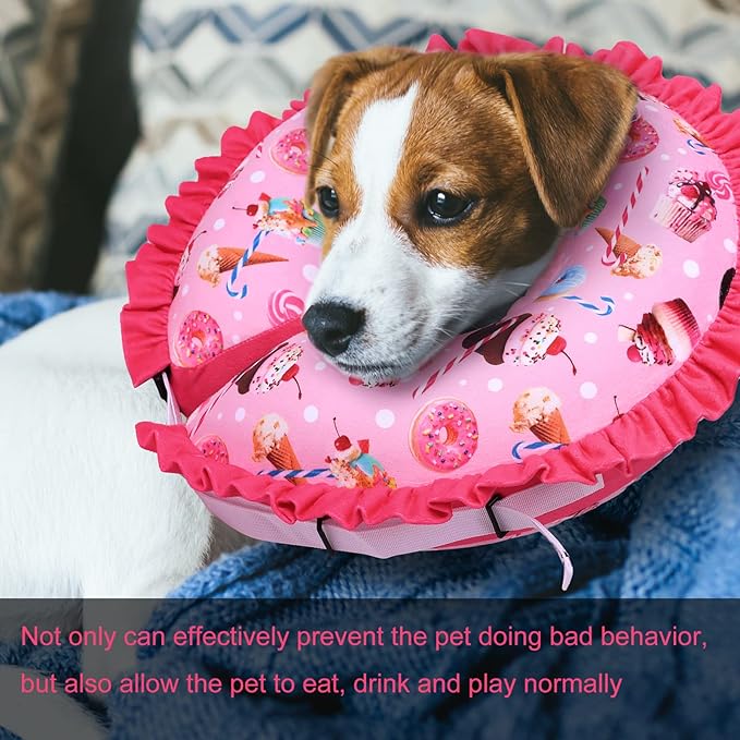 CuteBone Inflatable Dog Collar Alternative for Small/Medium Dogs After Surgery-Double Adjustable Neck Range P23SO00102M-PawvioPets