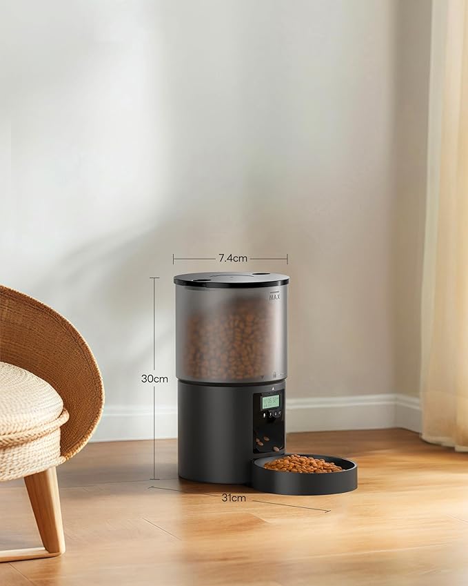 Automatic Cat Feeder Food Dispenser: 4L Timed Small Dog Dry Food Dispenser with 10s Voice - Distributeur Nourriture Chat Hund Programmable - Auto Pet Feeder with 1-6 Meals Per Day-PawvioPets