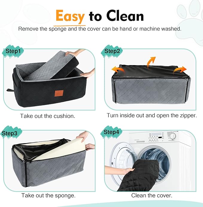 Dog Car Seat for Large Medium Dogs,Washable Pet Carseat Under 55 lbs or 2 Small Dogs,Dog Booster Seat Travel Bed with Thick Cushion,2 Safety Leashes-PawvioPets