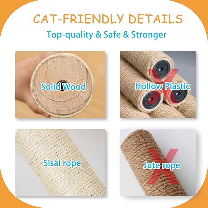 9-Piece Cat Wall Shelves and Perches for Wall, House, Lookout Tower, 2 Sisal Scratching Posts, 5-Step Wall Ladder, 7 Sisal Mat, Ideal Shelves for Wall - Sturdy Cat Wall Shelves for Large Cats-PawvioPets