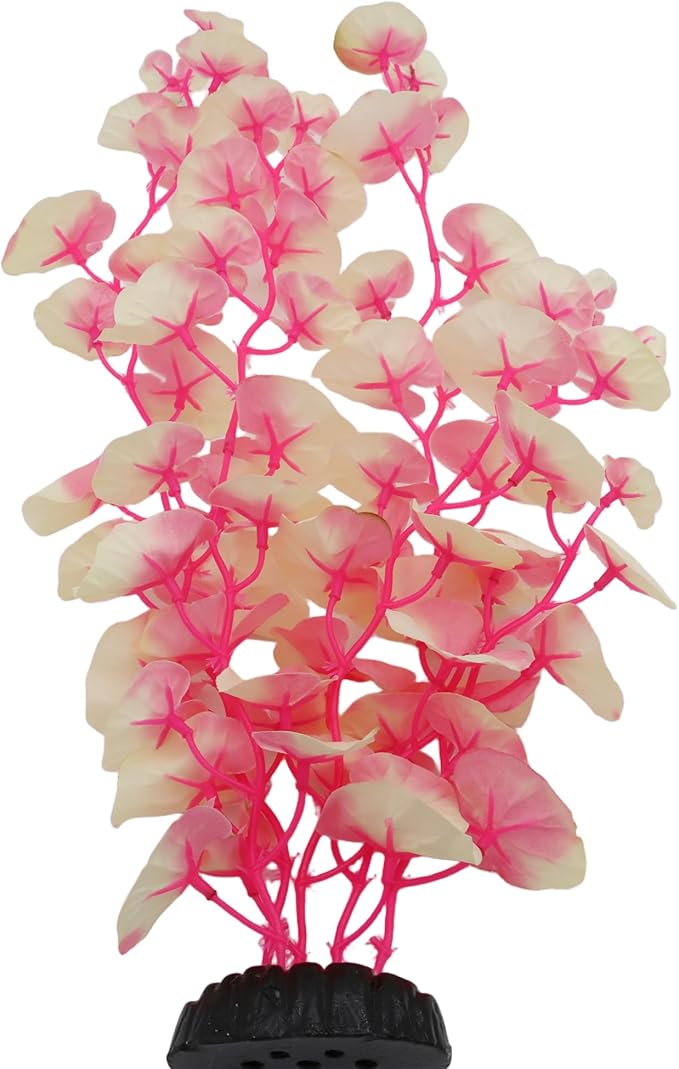 16 Inch Aquarium Fish Tank Plant Betta Fish Tank Decor,2 Pack Silk Aquarium Plants for Aquarium Decoration (White-Pink)-PawvioPets