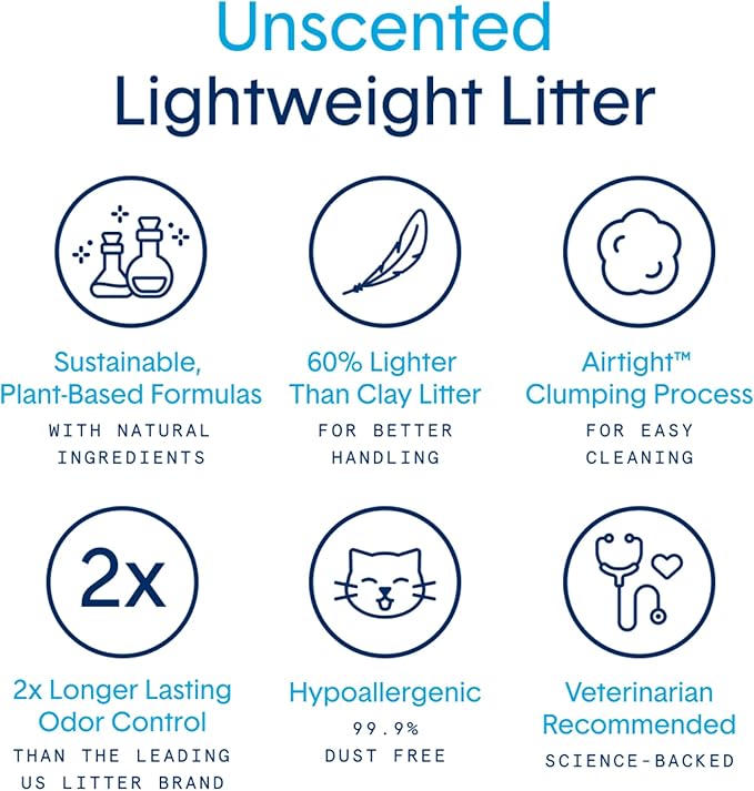 Boxie® Unscented 30 Day Natural Odor Control Cat Litter, 6.5lb Lightweight Plant Based Kitty Litter-PawvioPets