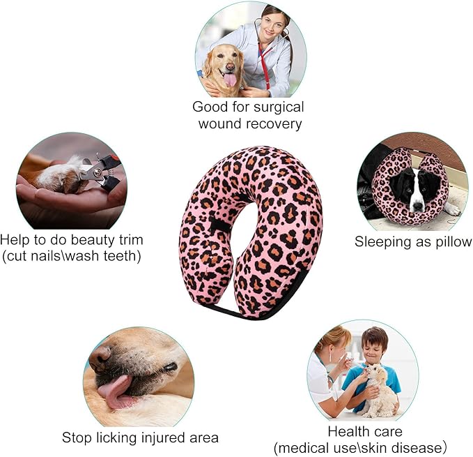 CuteBone Inflatable Soft Dog Cone with Removable Fleece Covers for Small/Medium/Large Dogs and Cats After Surgery GWB10S-PawvioPets