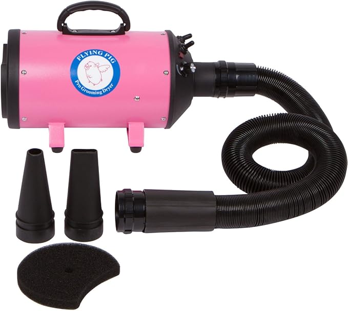 Flying Pig High Velocity Dog Pet Grooming Dryer w/Heater (Model: Flying One, Pink)-PawvioPets