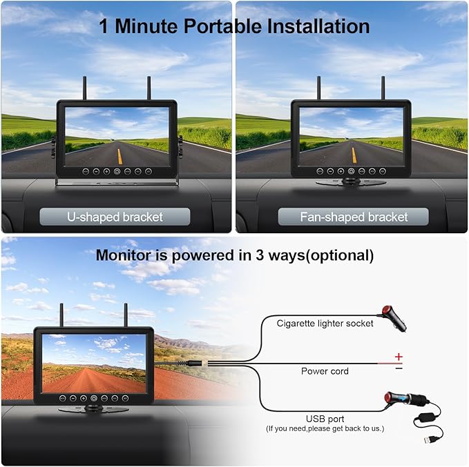 Fookoo HD 1080P 9" Magnetic Wireless Backup Camera,9" IPS Monitor, Rechargeable 2 Side View 2 Rear View Cameras, 1-Min Easy Install, Long Battery Life No Drilling IR Light for RV Truck Trailer DCX904-PawvioPets