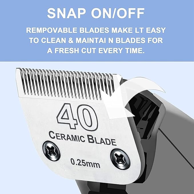 3PCS 40 Blades Dog Grooming Replacement Blades Compatible with Andis Dog Clipper,Ceramic Blade & Stainless Steel Blade-PawvioPets