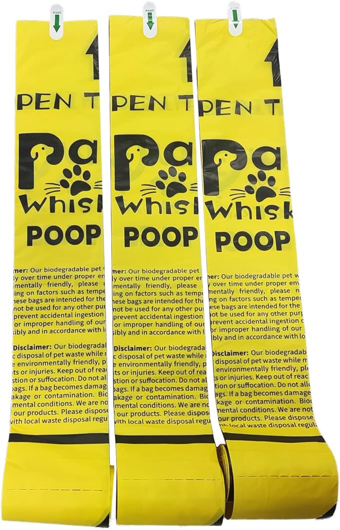 Dog Poop Bag, Biodegradable, Waste Bags with Dispensers, Guaranteed Leak Proof and Extra Thick, Certified Home Compostable, Plant-Based Dog Waste Bags, Eco-Friendly, 240 counts 16 rolls (Yellow, 16)-PawvioPets