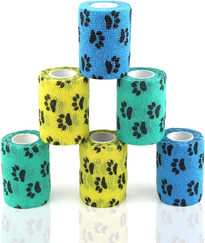 AUPCON Vet Wrap Cohesive Bandages Bulk Self Adhesive Bandage Wrap Self Adherent Wrap Non-Woven for Dogs Pet Animals & Ankle Sprains & Swelling 2 Inch x 5 Yards (3 Inch Claw)-PawvioPets