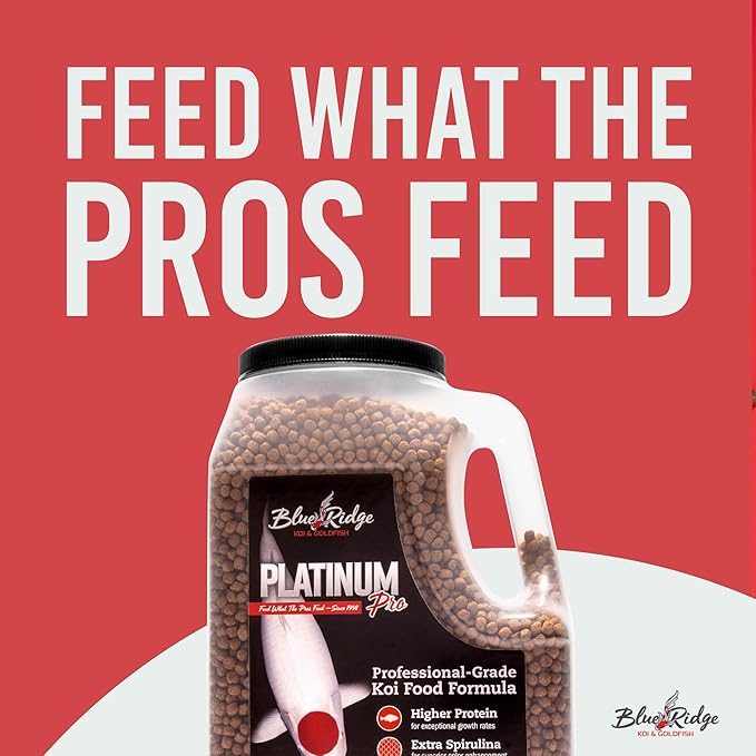 Blue Ridge Koi Fish Food 4.5lb - Koi Food 3/16” Platinum Pro Formula Goldfish Food, Premium Fish Food for Ponds, Ponds Fish Food, Floating Pond Pellet-PawvioPets