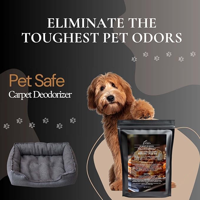 Carpet Freshener Powder Refill 36 oz | Powerful Odor Eliminator for Home | Upholstery Deodorizer | Carpet Deodorizer | Pet Urine | Cat Litter Box | (36 Oz, Pumpkin Waffles)-PawvioPets