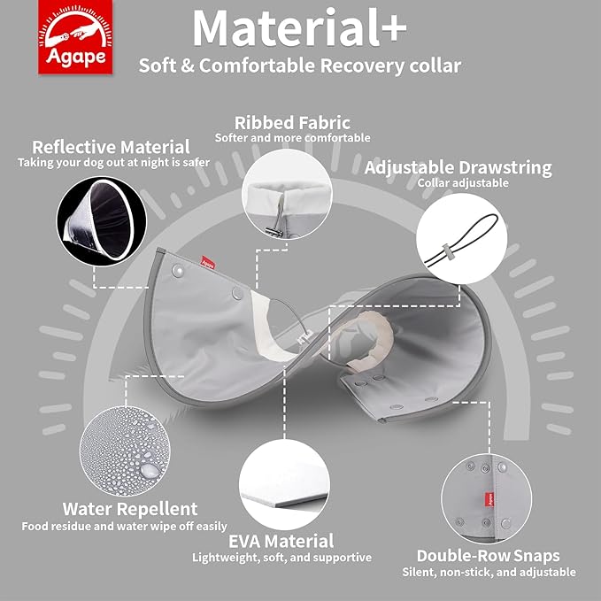 Agape Soft Cone for Cats & Small Dogs, Comfy Pet Cone to Stop Licking, Adjustable Cat E Collar Alternative After Surgery, Protective Elizabethan Collar for Pup & Kitty, Water Repellent Recovery Cone-PawvioPets