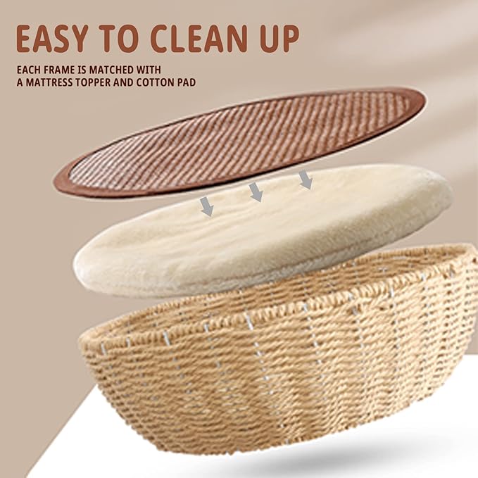 52" Modern Cat Tree Tower for Large Cats, 3Cat Nests Manual Hand Woven Multilevel Huge Paws Pals Cat Tree, Wood Cat Tower, Cat Scratching Tree, Cat Condo, Cat Lover Gift-PawvioPets